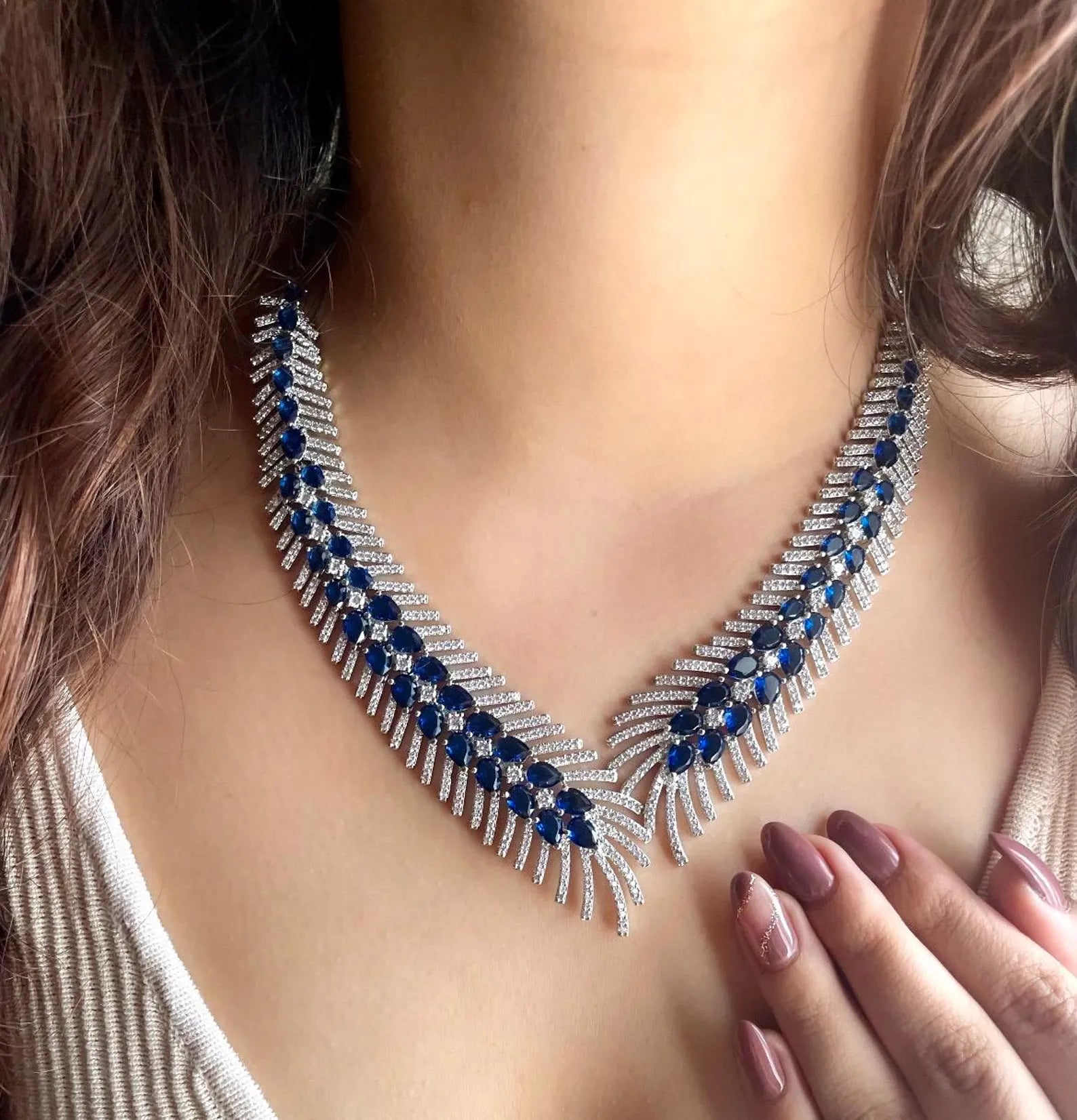 REBECCA Purple Feather AD Necklace Set