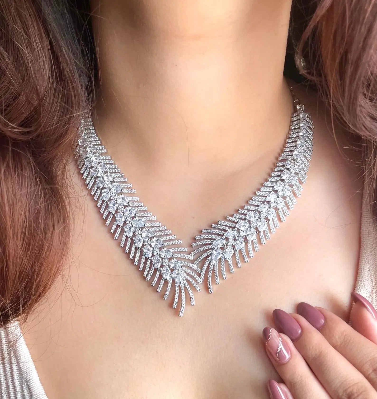 REBECCA Purple Feather AD Necklace Set