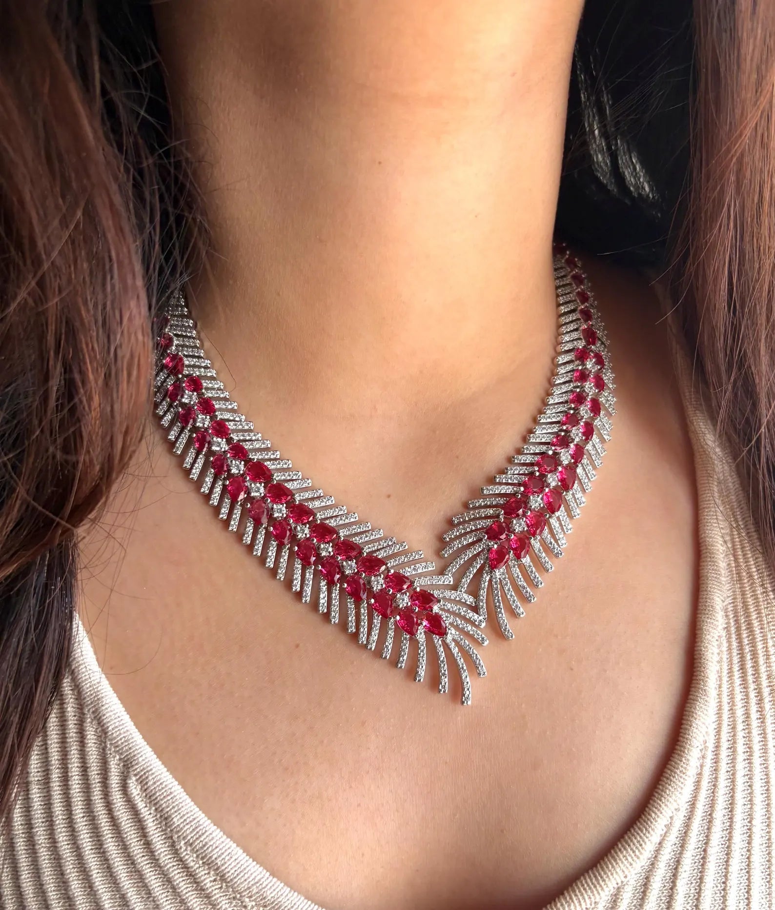 REBECCA Purple Feather AD Necklace Set