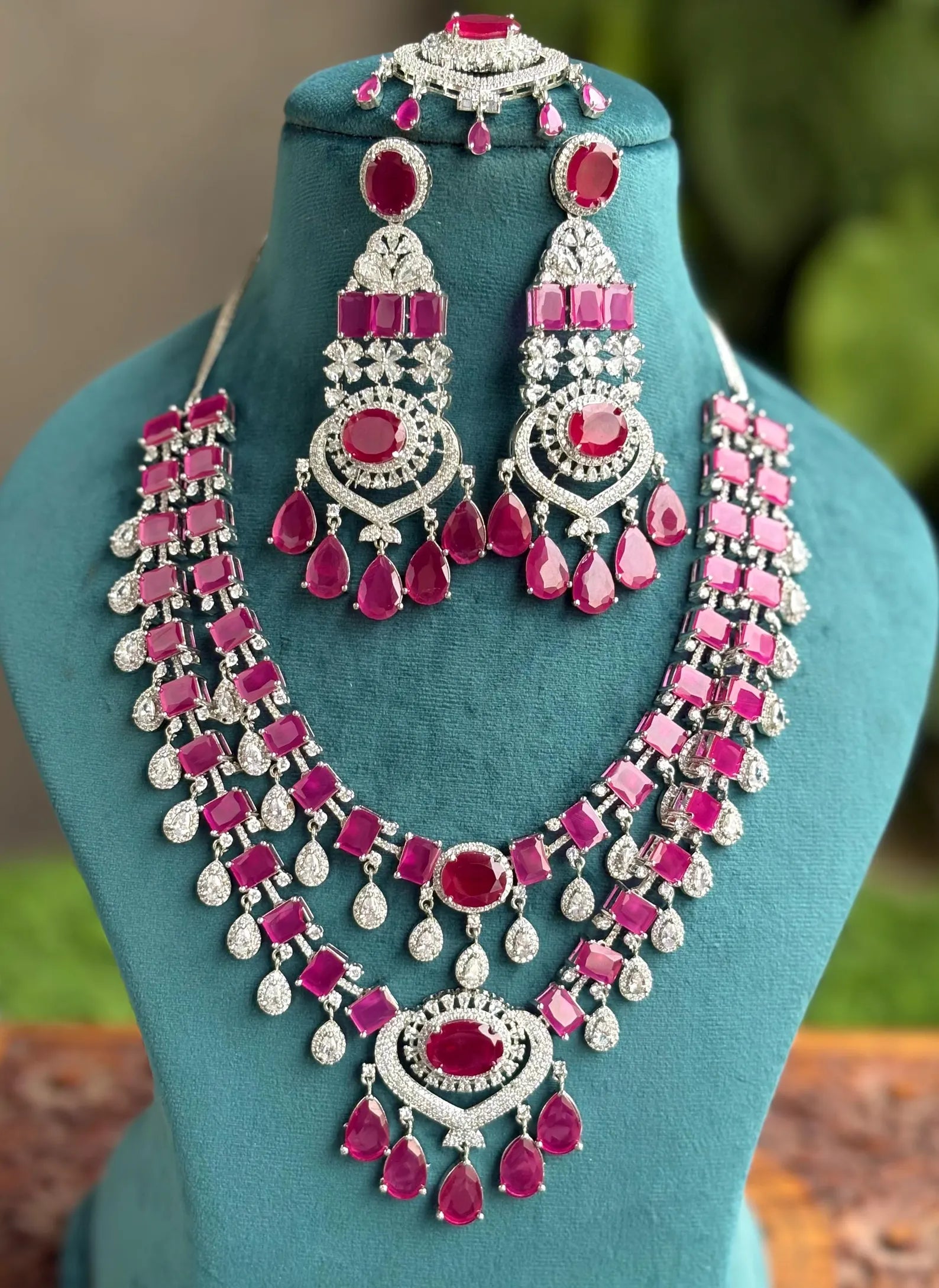 SAHIBA Ruby AD Necklace Set