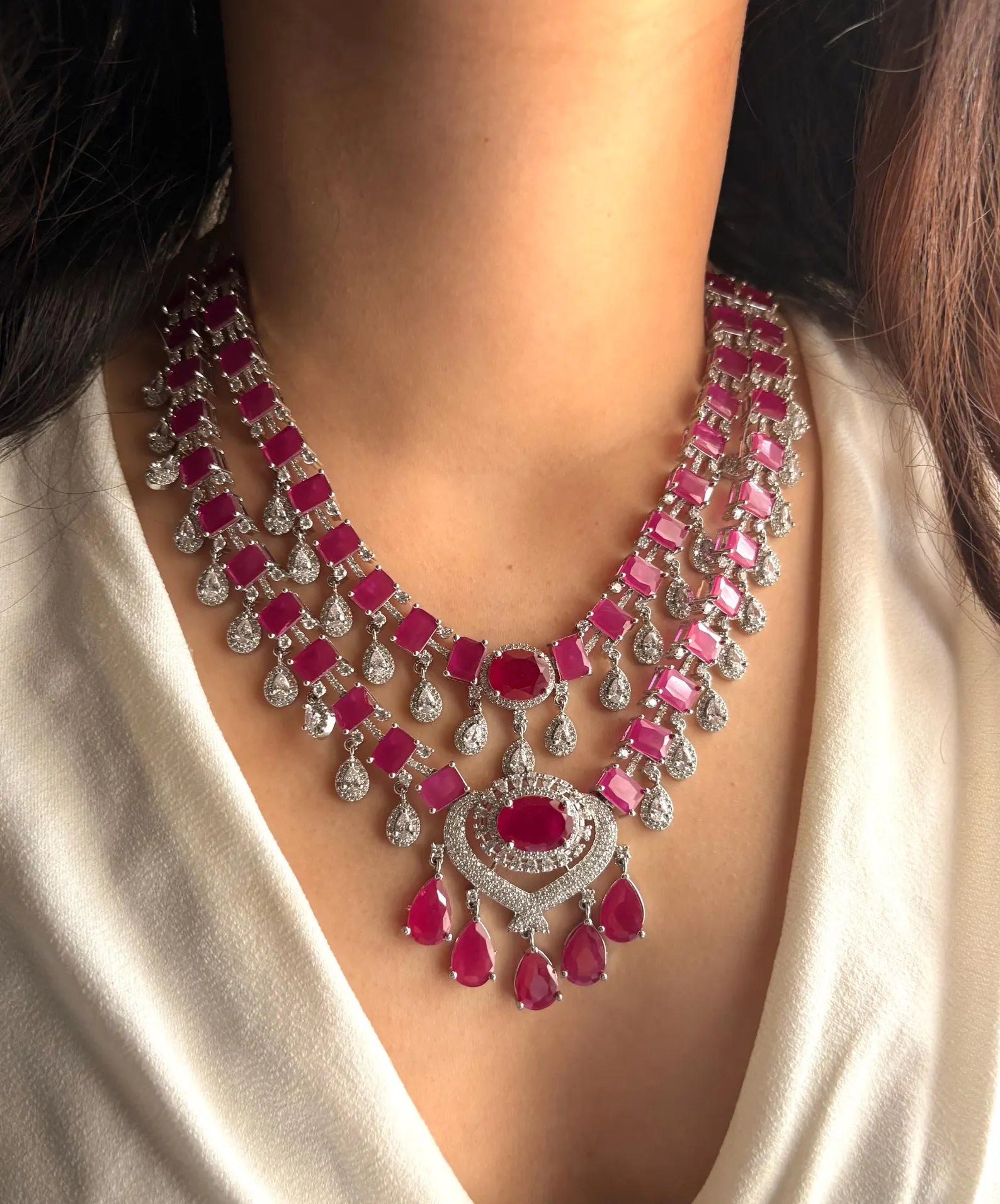 SAHIBA Ruby AD Necklace Set