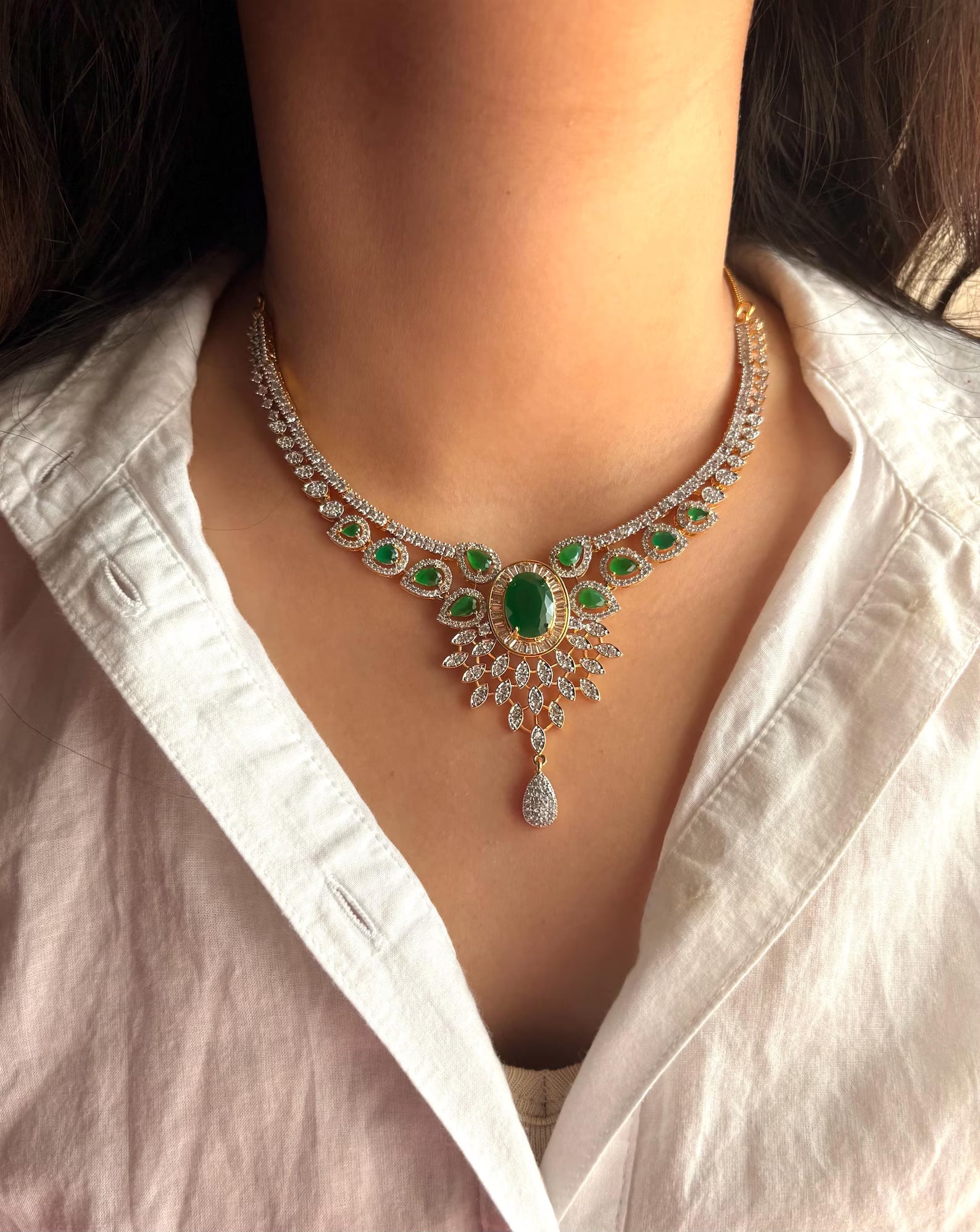 VEDA Dual Tone AD Necklace Set