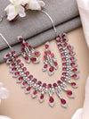 American Diamond High Quality Red Necklace Set Pakistani bridal wedding jewelry,Indian ring ceremony jewellery,zircon cz Green Sapphire blue