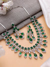 Emerald green American Diamond High Quality Necklace Set / Pakistani bridal wedding jewelry, Indian ring ceremony jewellery, festival