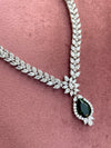 Alia Bhatt Emerald green Pendant Set in American Diamond Classy high quality cz zircon jewelry for wedding, prom,gala dinner bridal jewelery