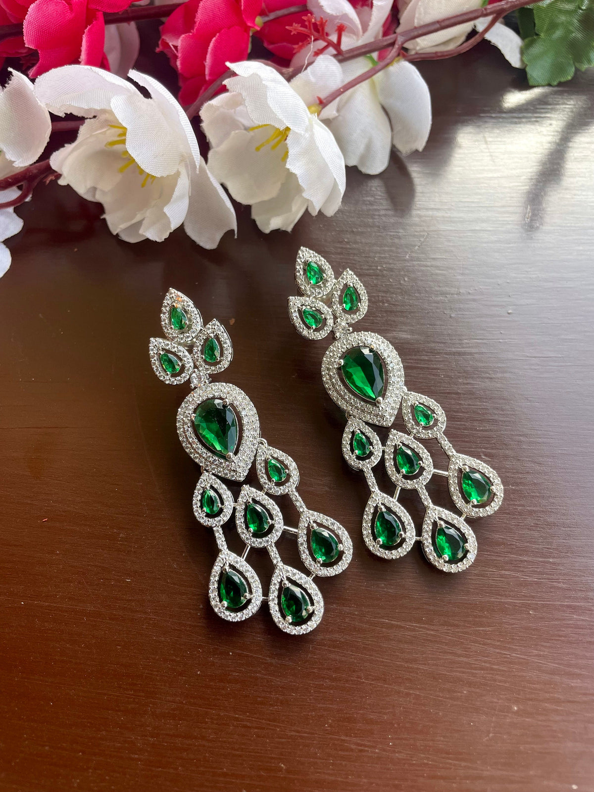 RAIMA Emerald green American Diamond High Quality  necklace Choker set bridal wedding jewelry,Indian ring ceremony jewellery,zircon cz