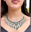 MALLIKA Green American Diamond High Quality necklace set,emerald green zircon bridal wedding jewelry,maangtika included