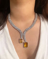 HANNAH Stylish Yellow Pendant necklace set in American Diamond, Classy high quality cz zircon jewelry , prom,gala dinner bridal jewelery