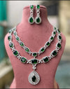 SHANAYA Emerald green American diamond necklace earrings Indian bridal Jewelry Pakistani nikaah Wedding jewellery green colour jewellery
