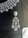 Silver clear stones CZ Necklace Set American Diamond Necklace Crystal Necklace  Indian Necklace Statement Necklace Wedding bridal jewelry