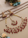 RINISHA red maroon Kundan  necklace set/ wedding jewelry pakistani bollywood jewelry/ punjabi indian kundan earrings maangtika