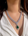 Alia Bhatt Emerald green Pendant Set in American Diamond Classy high quality cz zircon jewelry for wedding, prom,gala dinner bridal jewelery