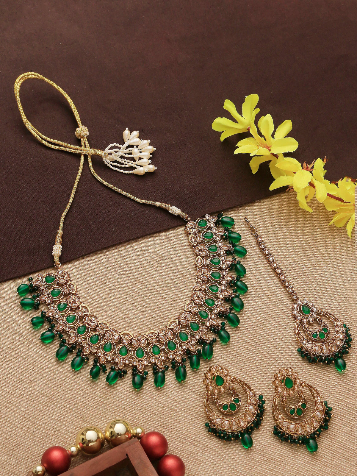 LIELA Wine red kundan and reverse AD necklace wedding jewelry pakistani nikaah jewellery bollywood,punjabi earrings maangtika