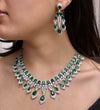 American Diamond High Quality Red Necklace Set Pakistani bridal wedding jewelry,Indian ring ceremony jewellery,zircon cz Green Sapphire blue