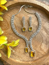 HANNAH Stylish Yellow Pendant necklace set in American Diamond, Classy high quality cz zircon jewelry , prom,gala dinner bridal jewelery