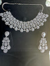 Silver clear stones CZ Necklace Set American Diamond Necklace Crystal Necklace  Indian Necklace Statement Necklace Wedding bridal jewelry