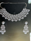 Silver clear stones CZ Necklace Set American Diamond Necklace Crystal Necklace  Indian Necklace Statement Necklace Wedding bridal jewelry