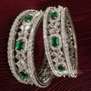 American diamond bangle set of 6 cz bangles in Emerald Green stones, AD bangle set,zircon bangles,bridal,indian bangles, pakistani bangles