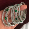 American diamond bangle set of 6 cz bangles in Emerald Green stones, AD bangle set,zircon bangles,bridal,indian bangles, pakistani bangles