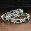 American diamond bangle set  in Emerald Green stones, AD bangle set,zircon bangles,bridal,indian bangles, pakistani bangles, green silver