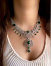 JOYCE emerald green necklace earrings Statement American Diamond Necklace, Indian Jewelry Pakistani Wedding jewellery Cz Zircon