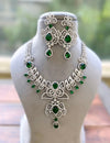 JOYCE emerald green necklace earrings Statement American Diamond Necklace, Indian Jewelry Pakistani Wedding jewellery Cz Zircon