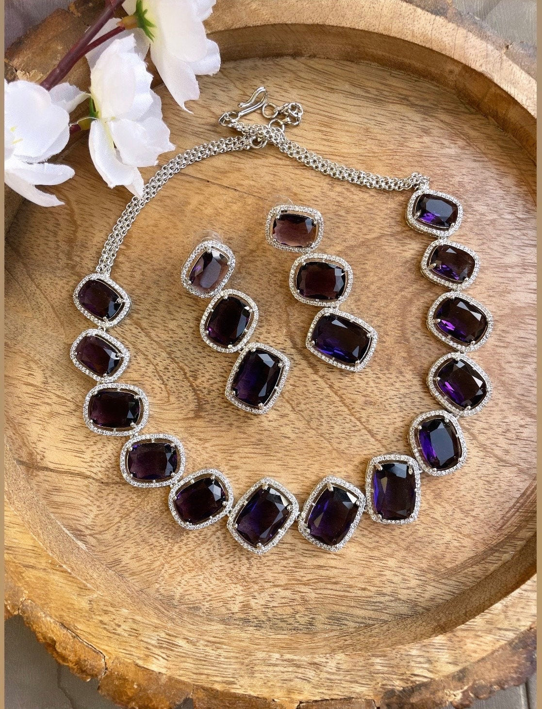 Emerald green statement necklace Set in American Diamond Classy high quality cz zircon for wedding,prom,gala dinner bridal jewelery