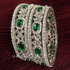 American diamond bangle set of 6 cz bangles in Emerald Green stones, AD bangle set,zircon bangles,bridal,indian bangles, pakistani bangles