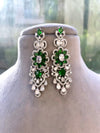 SARAH Gorgeous Emerald green American Diamond High Quality Necklace Set / Pakistani bridal wedding jewelry,Indian ring ceremony