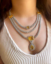 LEILA Multilayer yellow sapphire necklace earrings Statement American Diamond, Indian  Pakistani Wedding jewellery Cz Zircon,prom