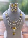 LEILA Multilayer yellow sapphire necklace earrings Statement American Diamond, Indian  Pakistani Wedding jewellery Cz Zircon,prom
