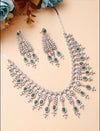 FARHA Elegant American Diamond High Quality Necklace Set in Green stones and cz /Indian  Pakistani bridal jewelry