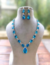 DONNA Aqua blue American diamond Pendant Set  ,Classy cz zircon jewelry,prom,gala dinner bridal jewelery wedding jewellery