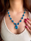 DONNA Aqua blue American diamond Pendant Set  ,Classy cz zircon jewelry,prom,gala dinner bridal jewelery wedding jewellery