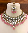 Light pink Kundan necklace set wedding jewelry pakistani set bollywood jewelry punjabi indian kundan set earrings maangtika