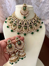 HINA bridal Kundan necklace set in emerald green colour,Indian wedding jewelry pakistani nikaah jewellery bollywood, maangtika included