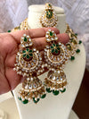 HINA bridal Kundan necklace set in emerald green colour,Indian wedding jewelry pakistani nikaah jewellery bollywood, maangtika included