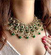 HINA bridal Kundan necklace set in emerald green colour,Indian wedding jewelry pakistani nikaah jewellery bollywood, maangtika included