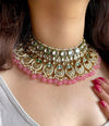 RINAISHA rose pink Kundan necklace set wedding jewelry pakistani set bollywood jewelry punjabi indian kundan set earrings maangtika