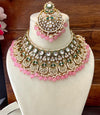RINAISHA rose pink Kundan necklace set wedding jewelry pakistani set bollywood jewelry punjabi indian kundan set earrings maangtika