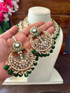 RINAISHA emerald green bridal kundan necklace set wedding jewelry pakistani nikah jewellery bollywood punjabi indian earrings maangtika