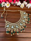 ADIVA Green Kundan necklace set wedding jewelry bridal pakistani nikaah bollywood jewelry punjabi indian kundan set earrings maangtika