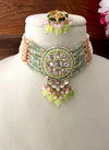 ELIRA mint green Kundan choker set Sabyasachi inspired mint pink fusion jewelry  maangtika included,indian necklace set, pakistani jewelry