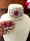AVANI Victorian style Sabyasachi uncut polki Rani Pink choker set,Indian Bridal jewelry, pearl Necklace Set,pakistani wedding jewellery
