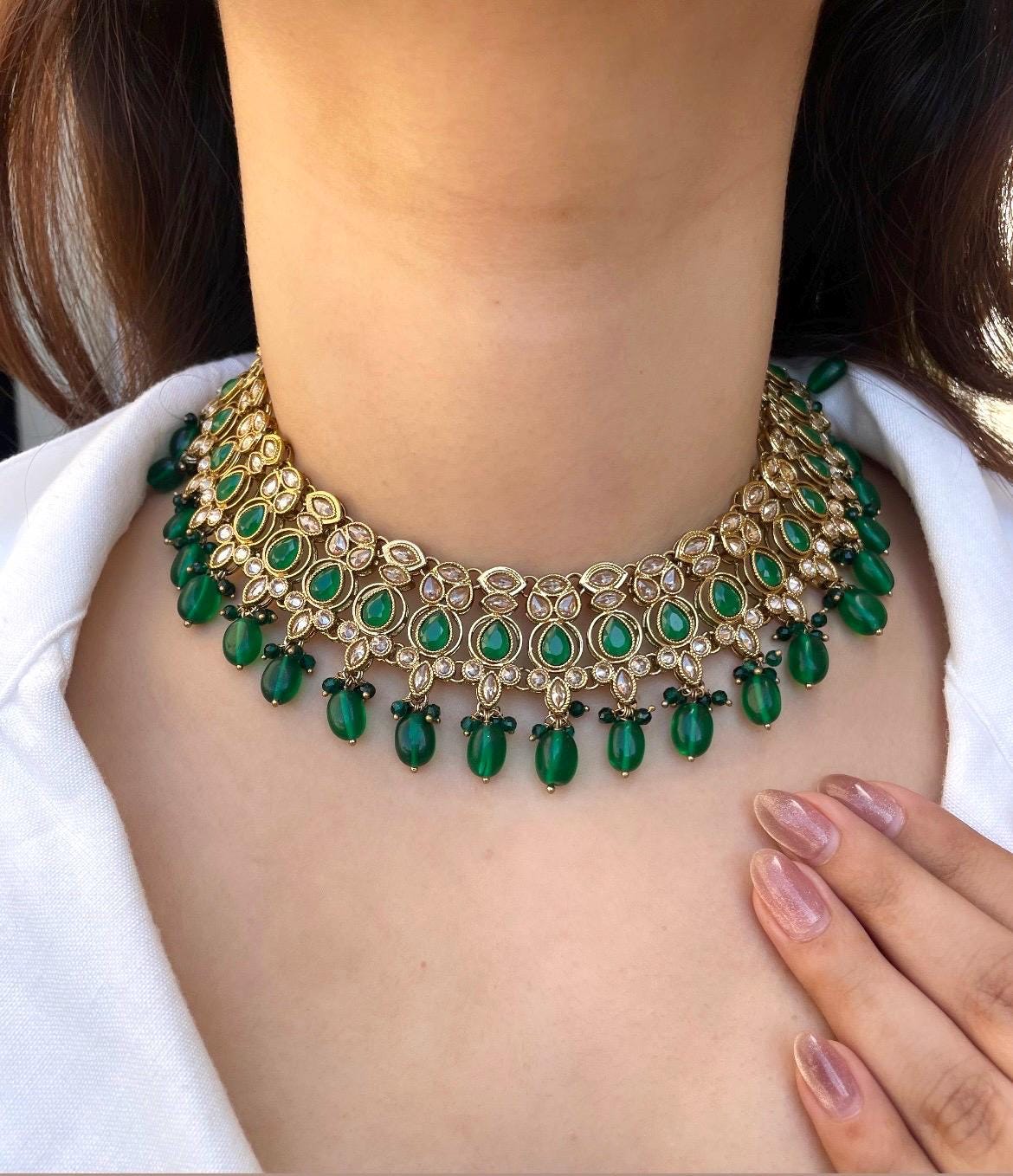 LIELA Wine red kundan and reverse AD necklace wedding jewelry pakistani nikaah jewellery bollywood,punjabi earrings maangtika