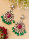 LYRA Ruby Green Gold Ethnic earrings / High quality chandbalis / Pakistani Wedding / Navratri Indian bollywod statement Diwali jewelry