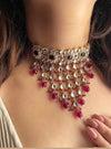 FIZA wine purple Kundan Choker earrings maangtika,Punjabi Jewellery,Indian Kundan Necklace Set,cz zircon,Pakistani nikaah Jewelry,Bridal set