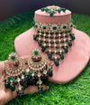 FIZA green Choker earrings maangtika,Punjabi Jewellery,Indian Kundan Necklace Set,cz zircon,Pakistani nikaah Jewelry,Bridal set