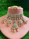 INSHAA Peach Kundan Choker earrings maangtika,Punjabi Jewellery, Indian Kundan Necklace Set, cz zircon,Pakistani nikaah Jewelry,Bridal
