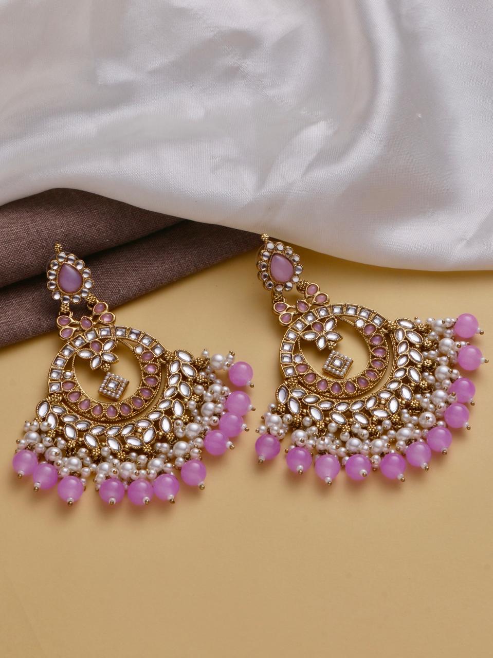OSHINI lavender Purple big chandbali statement earrings / Bollywood Chandbali